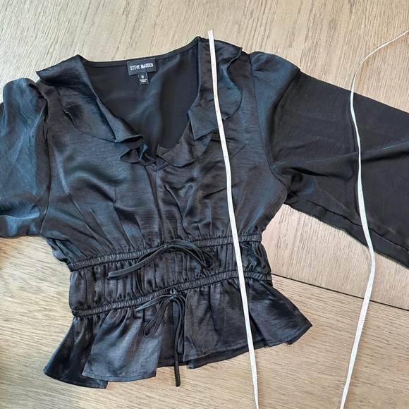 Steve Madden Black Balloon Sleeve Blouse Size Small - Picture 8 of 10